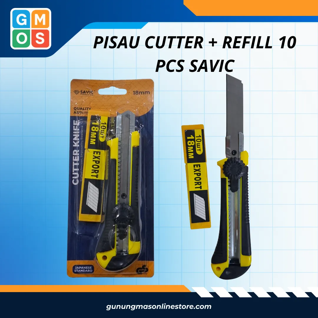 PISAU CUTTER + REFILL 10 PCS SAVIC