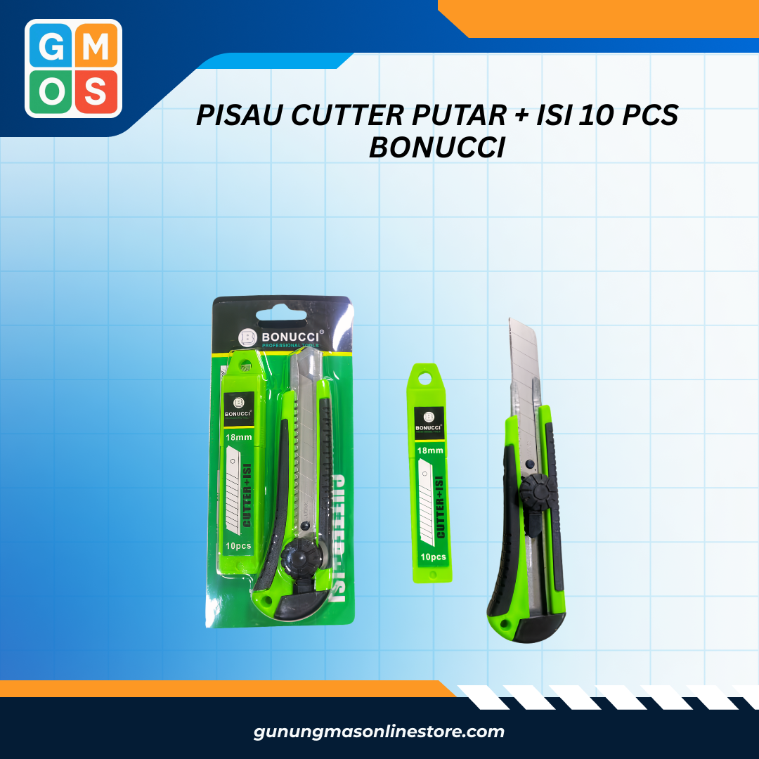 PISAU CUTTER PUTAR + ISI 10 PCS BONUCCI